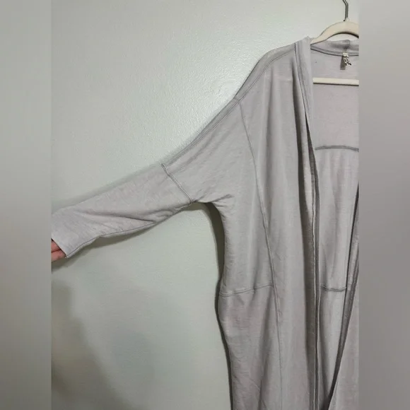 Free People Cozy Girl along Maxi Cardigan Sweater Duster in Pale Gray - Picture 4 of 9